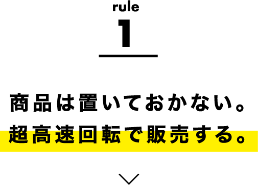 rule1 商品は置いておかない。超高速回転で販売する。